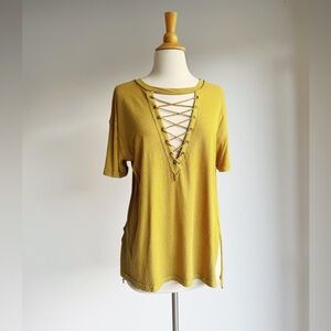 NWT FREE PEOPLE Azalea Lace Up Tee XS